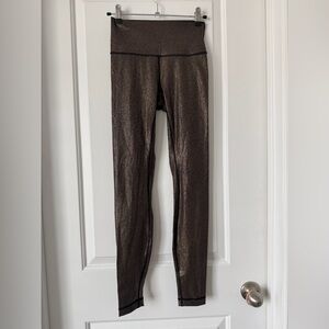 Lululemon Wunder Under High-Rise Luminosity Foil Print Black Copper Foil Size 4